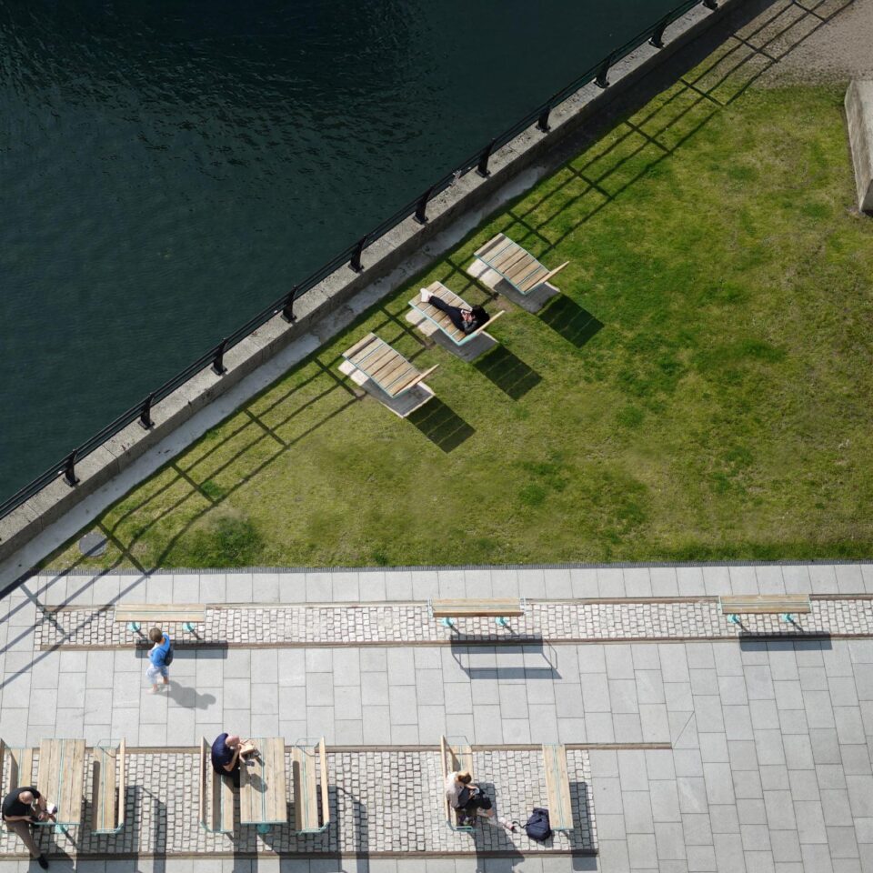 Green space next to water