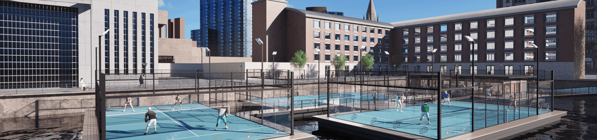Proposed floating Padel courts at Princess Dock