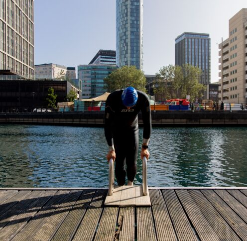 We Swim Run - swimmer in the docks.