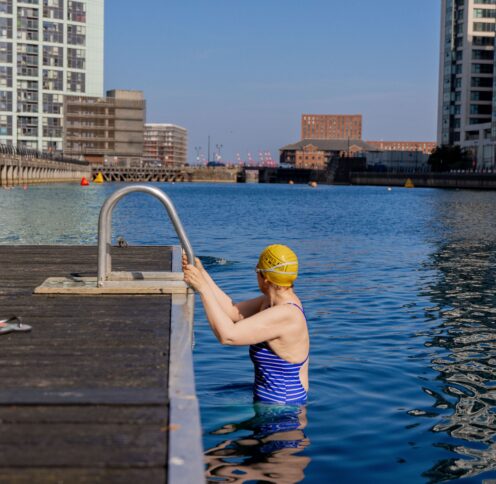 We Swim Run - swimmer in the docks.