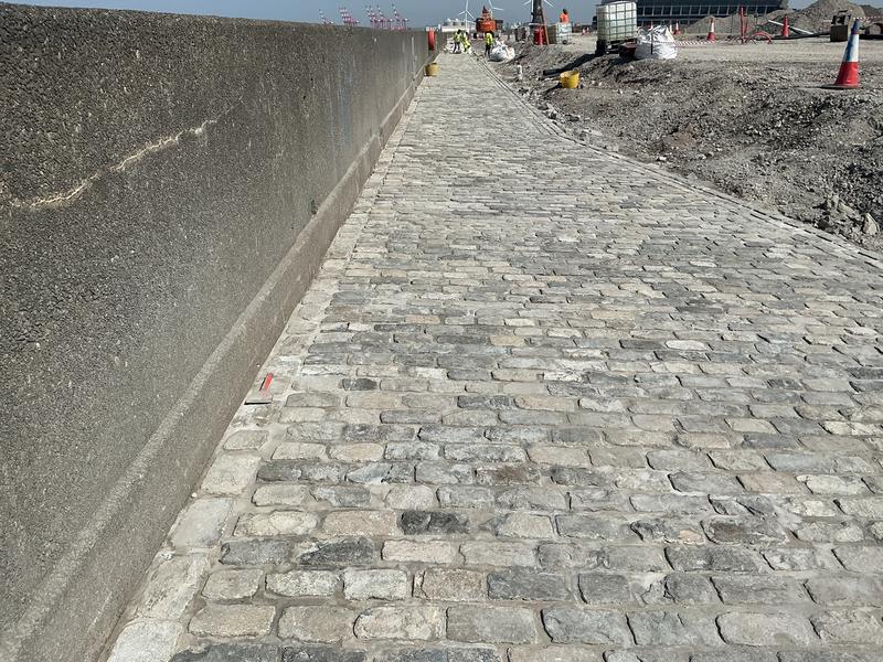 Re-used cobbles at Central Docks